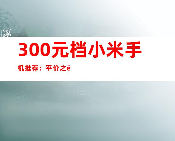 300元档小米手机推荐：平价之选，性价比出众